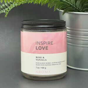 BBW Inspire Love Rose & Vanilla Bath & Body Works Single Wick Candle